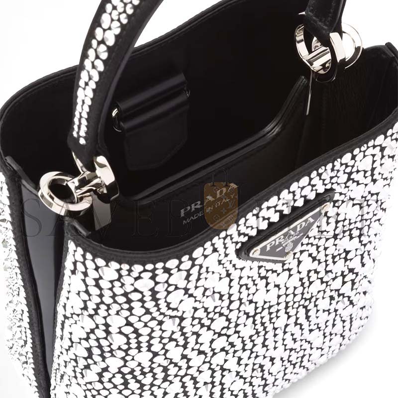 PRADA PANIER SATIN BAG WITH CRYSTALS 1BA373 (16*15*9.5cm) 